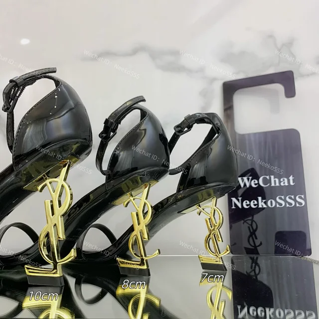 Saint Laurent High Heels Opyum logo-heel ankle-strap sandals product detail image 9
