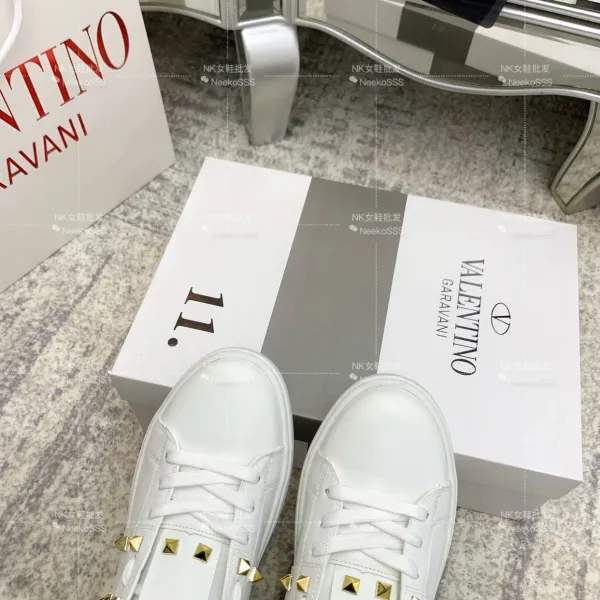 Valentino Rockstud Untitled White Leather Sneakers - 6