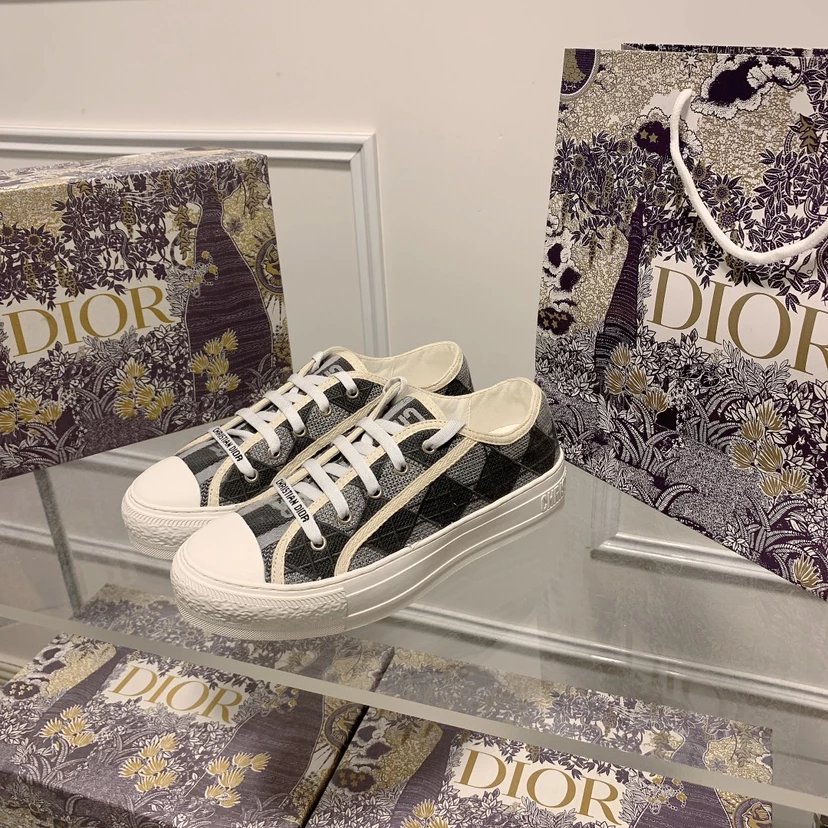 Dior Sneakers Walk'n'Dior low-top canvas — gray rhomboid