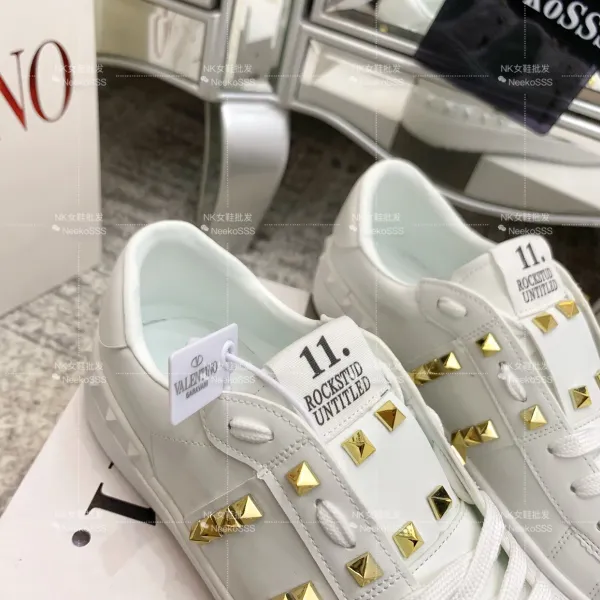 Valentino Rockstud Untitled White Leather Sneakers - 7
