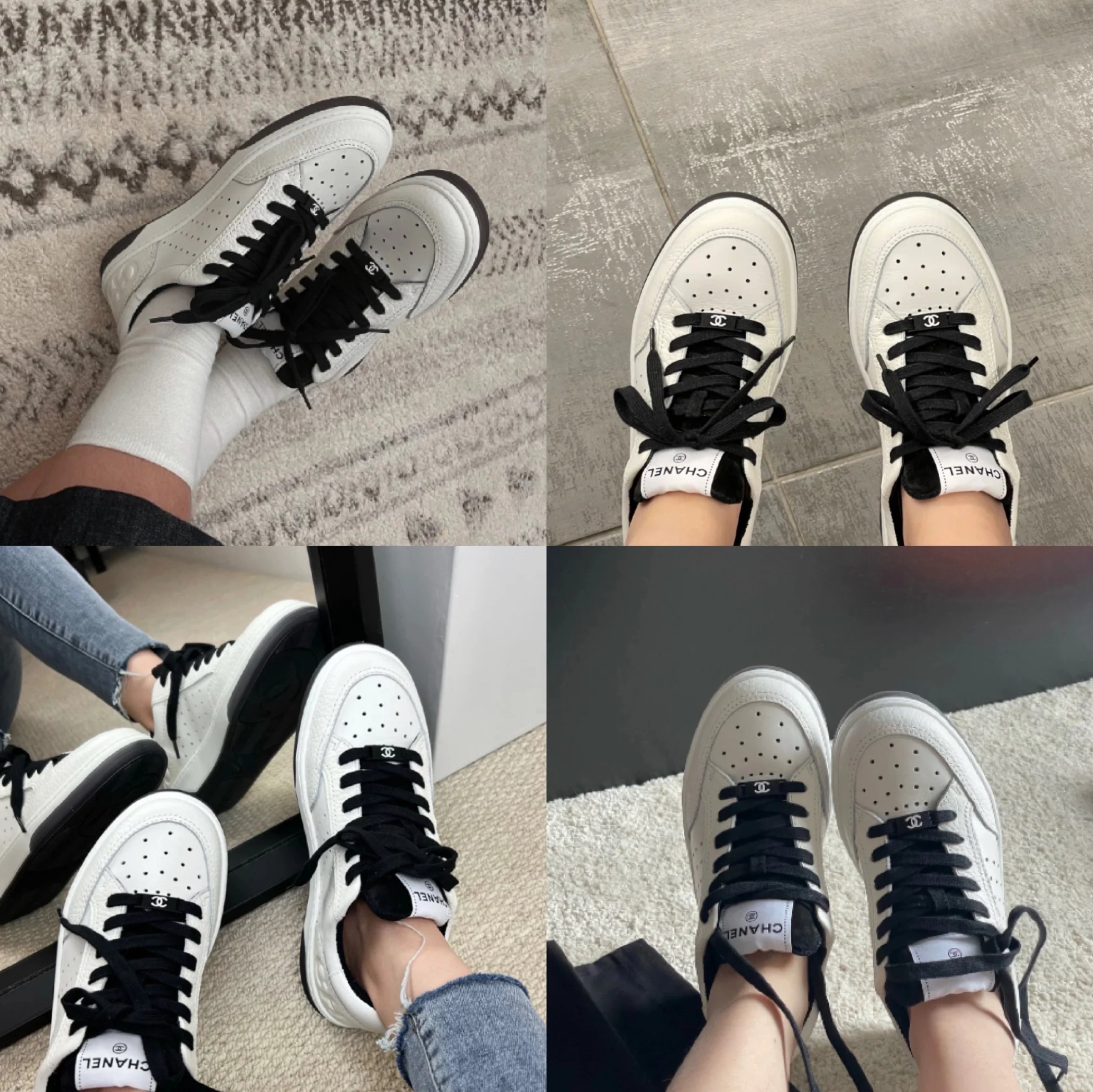 Chanel CC Logo Perforated Leather Sneakers White - 9