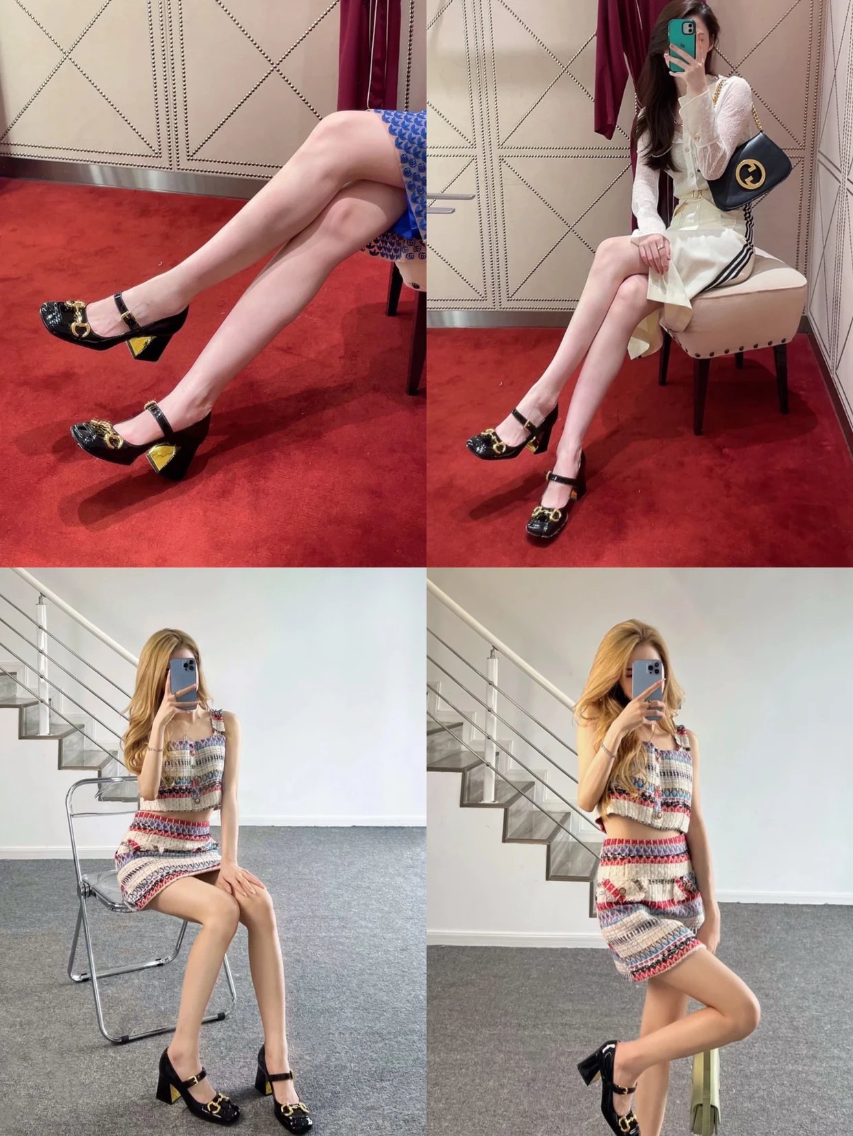 Gucci Horsebit Mary Jane Pink Leather Block Heels - 3