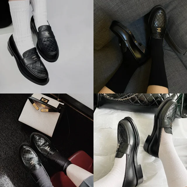 CHANEL Leather Shoes Quilted CC Logo Loafers product detail image 5