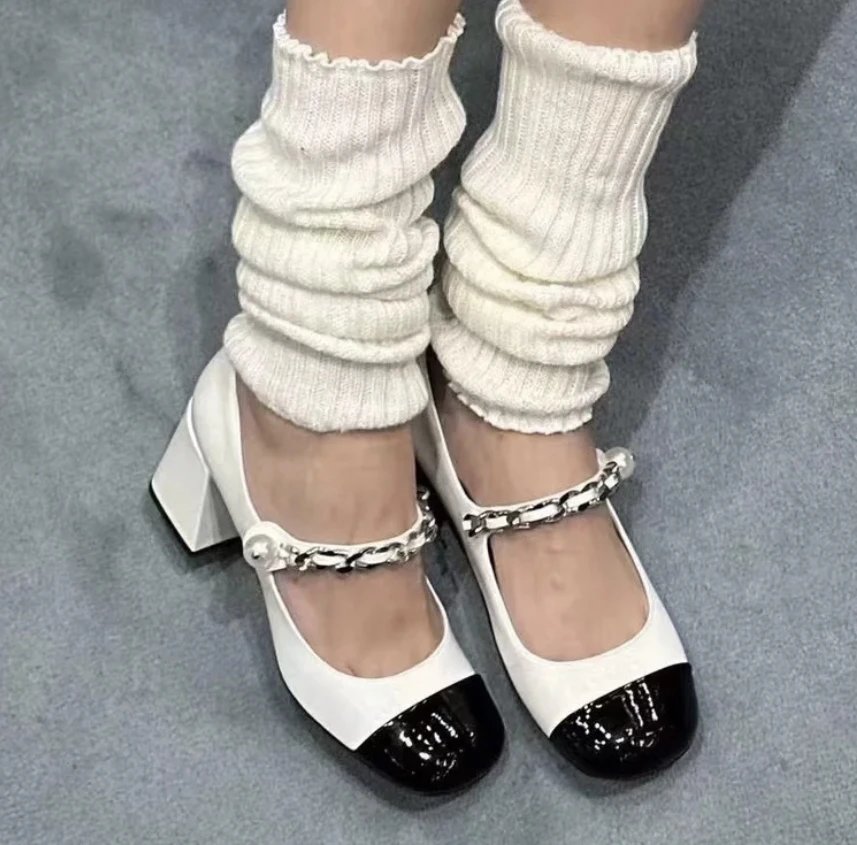 Miu High Heels Chain-Strap Mary Jane Block-Heel Pumps image 5