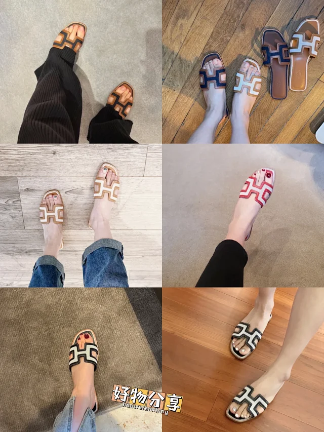 Hermès Slippers Oran slide with H-cutout strap product detail image 3