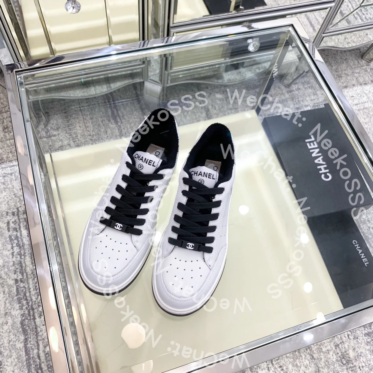 Chanel CC Logo Perforated Leather Sneakers White - 19