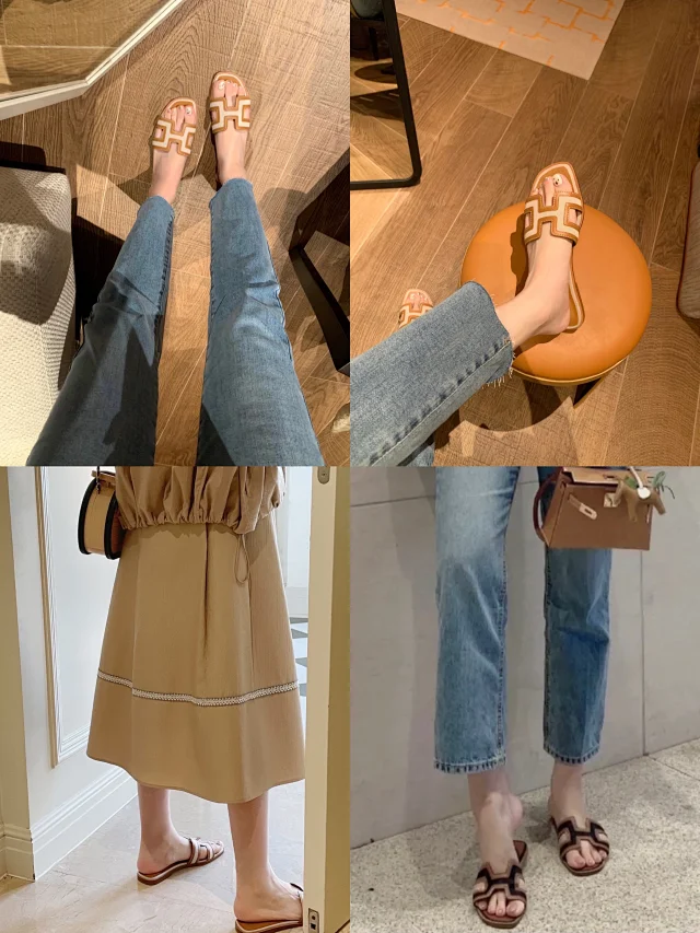 Hermès Slippers Oran slide with H-cutout strap product detail image 5