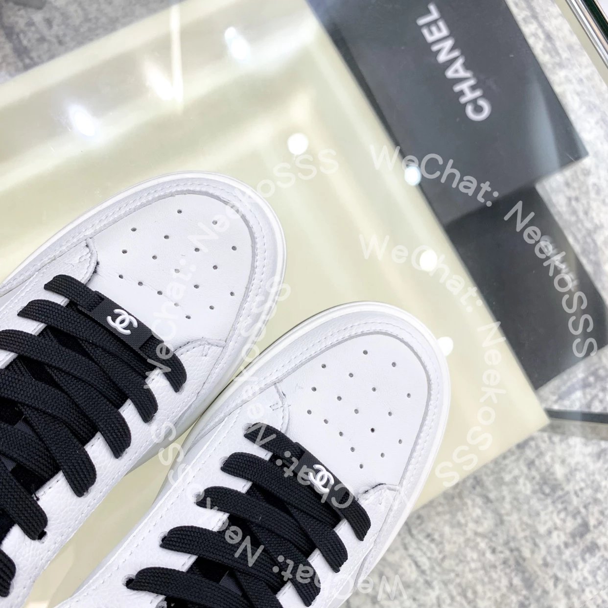Chanel CC Logo Perforated Leather Sneakers White - 21