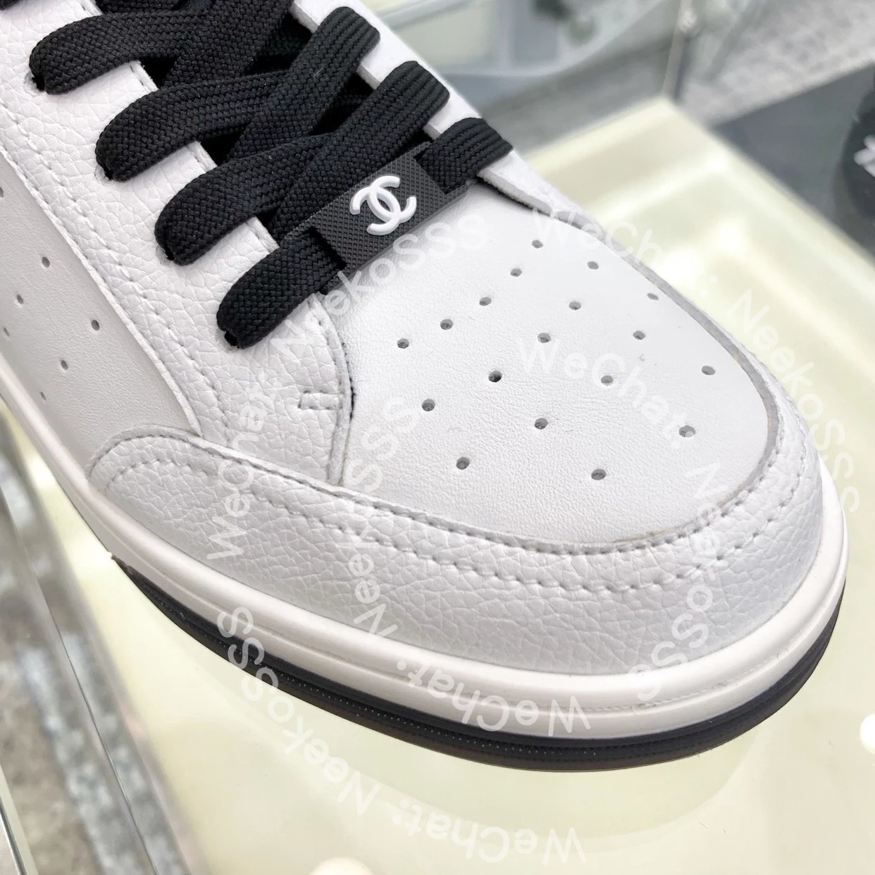 Chanel CC Logo Perforated Leather Sneakers White - 22