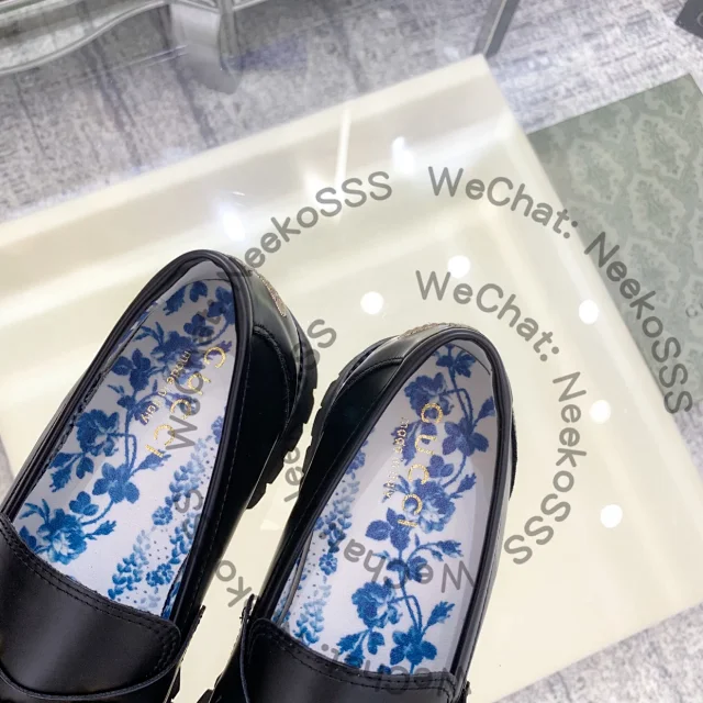 Unbranded Casual Shoes Black platform loafers with gold horsebit hardware product detail image 14