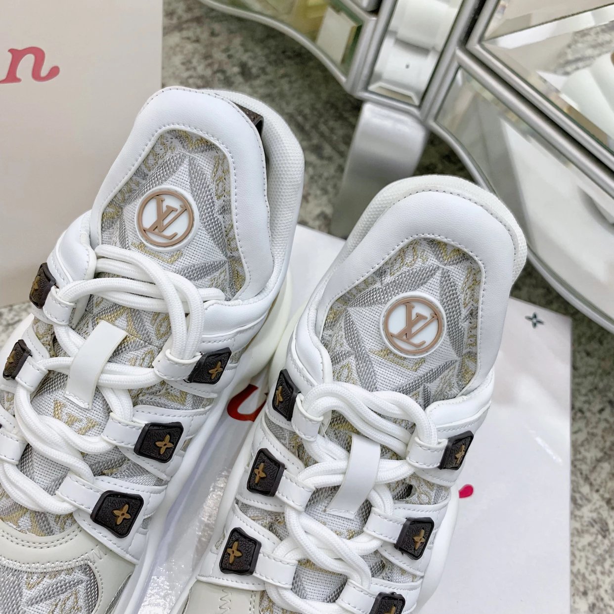 Louis Vuitton Archlight Monogram Mesh White Sneakers Chunky Sneakers - 25