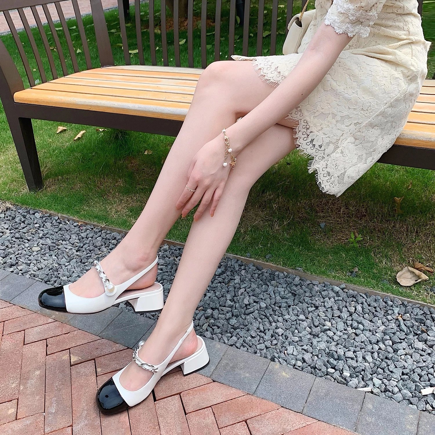 Miu High Heels Chain-Strap Mary Jane Block-Heel Pumps image 6
