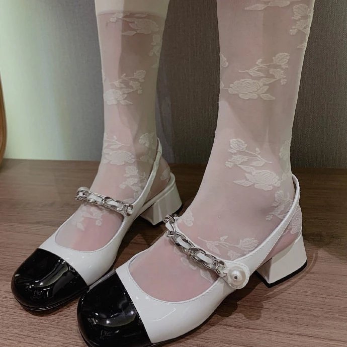 Miu High Heels Chain-Strap Mary Jane Block-Heel Pumps image 7