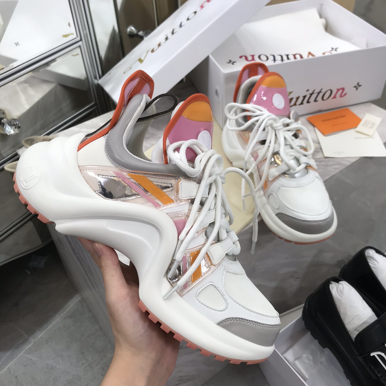 Louis Vuitton Archlight Monogram Mesh White Sneakers Chunky Sneakers - 33