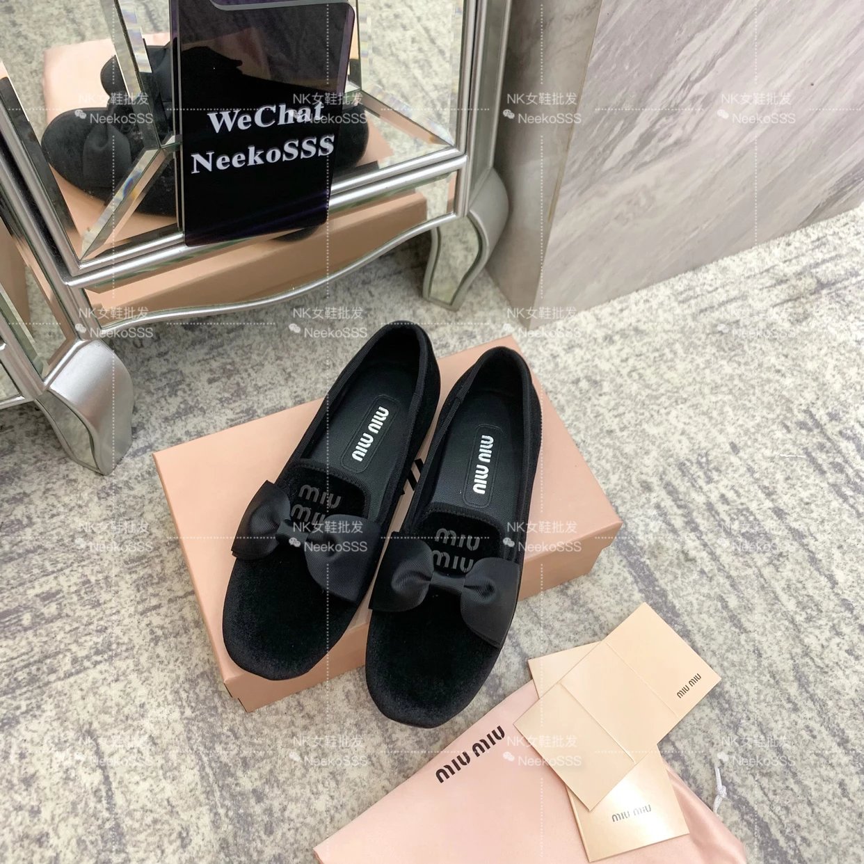 Miu Miu Logo-Embroidered Velvet Slippers Black - 8