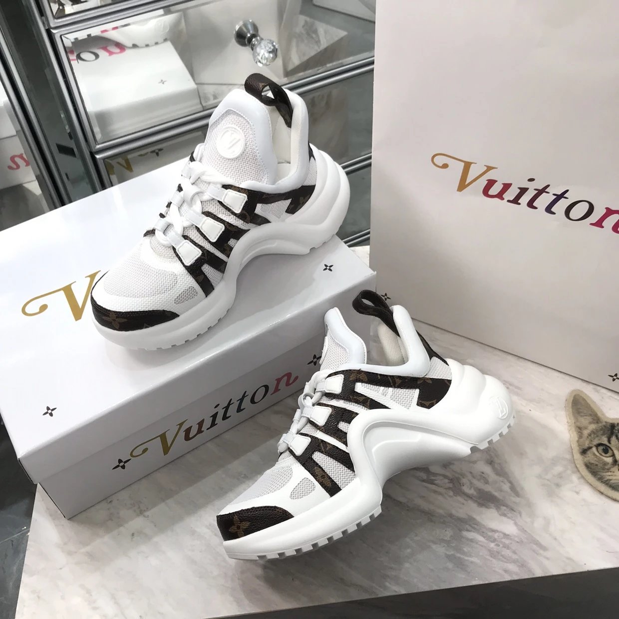 Louis Vuitton Archlight Monogram Mesh White Sneakers Chunky Sneakers - 40