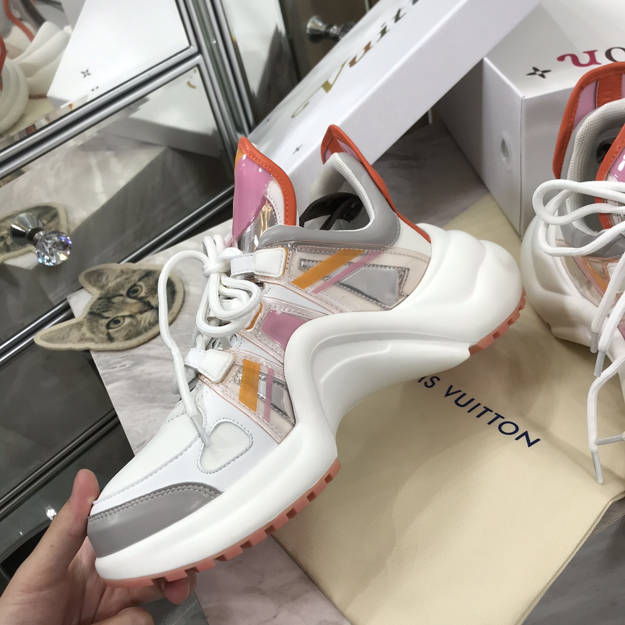 Louis Vuitton Archlight Monogram Mesh White Sneakers Chunky Sneakers - 34