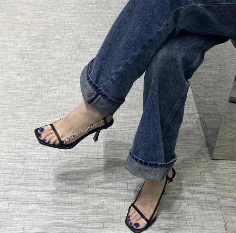 Alexander Wang High Heels Square-Toe Crystal Logo Slingback Stiletto Sandals image 3