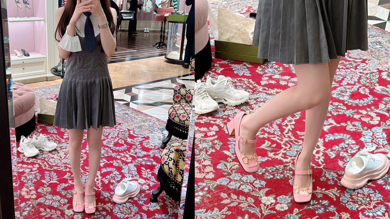 Gucci Horsebit Mary Jane Pink Leather Block Heels - 6