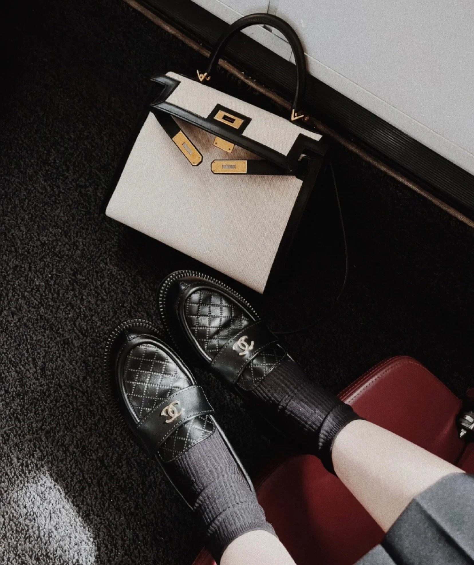CHANEL Leather Shoes Quilted CC Logo Loafers image 4