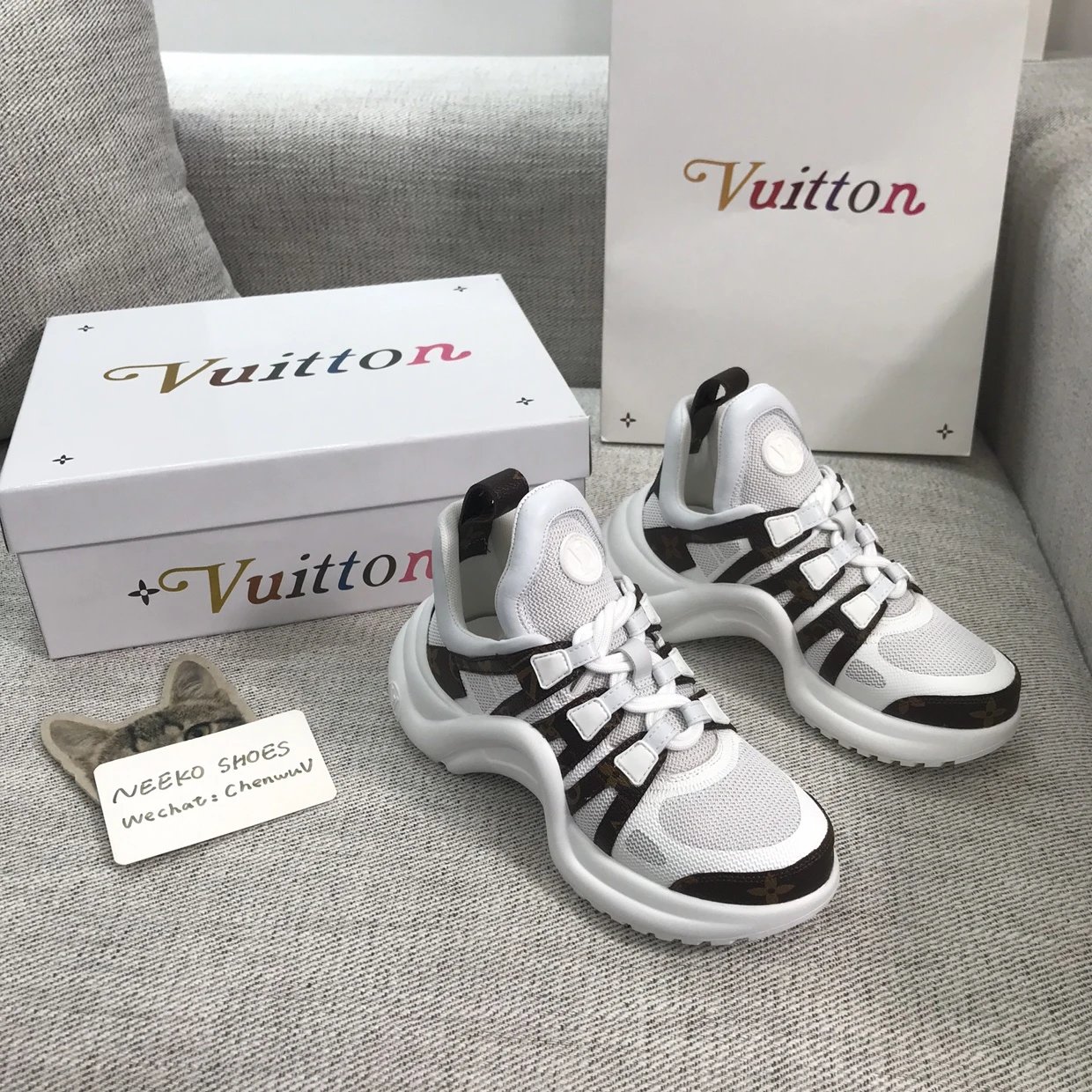 Louis Vuitton Archlight Monogram Mesh White Sneakers Chunky Sneakers - 38