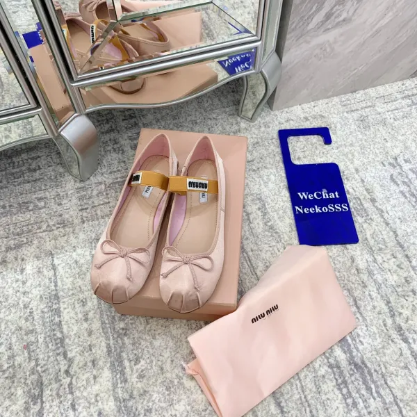 Miu Miu Ballet Flats White Satin Casual Shoes - 21