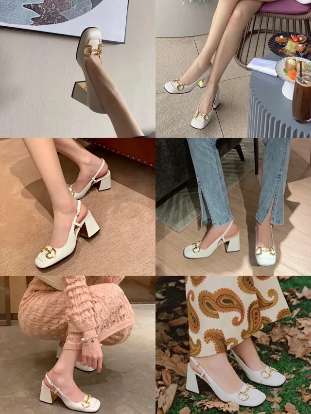 Gucci High Heels Horsebit square-toe block-heel pumps product detail image 11