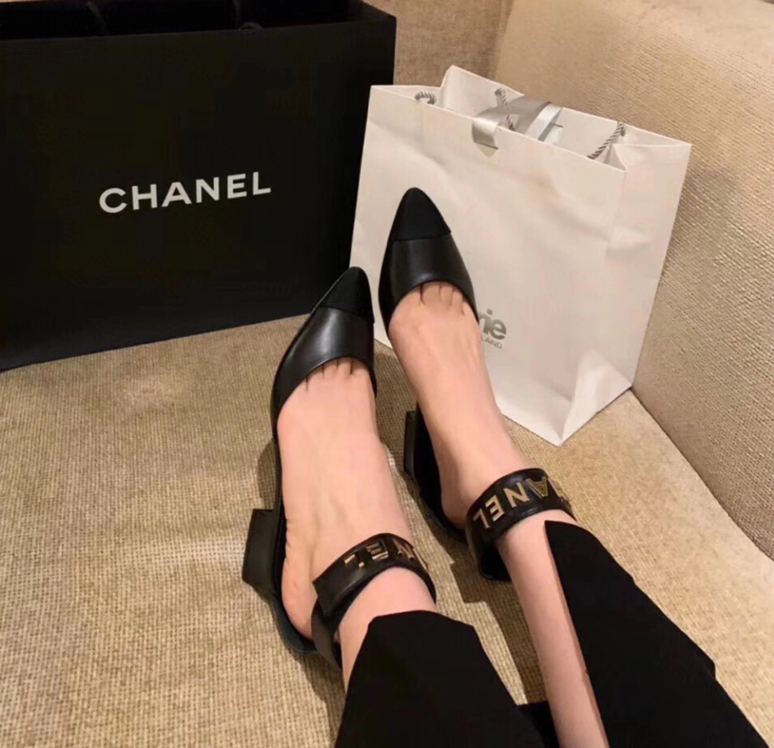 Chanel High Heels Pointed-toe ankle-strap block-heel slingbacks image 2