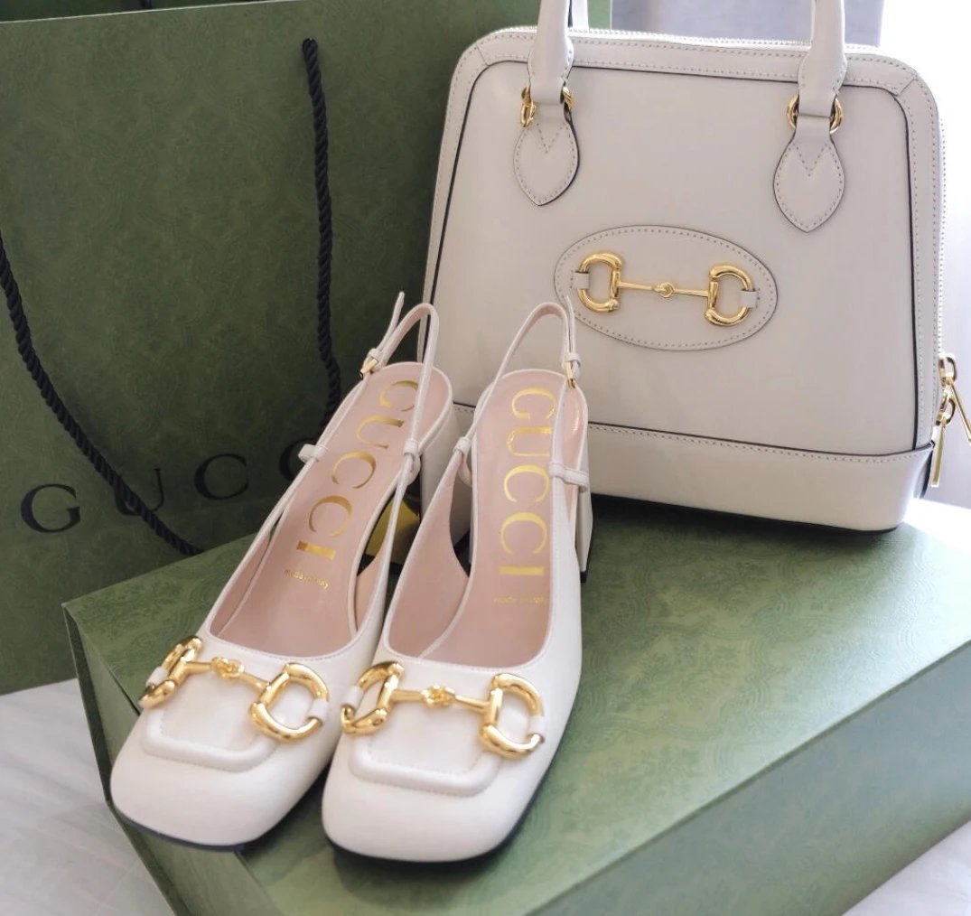 Gucci High Heels Horsebit square-toe block-heel pumps image 1