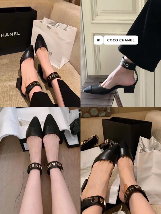 Chanel High Heels Pointed-toe ankle-strap block-heel slingbacks product detail image 6