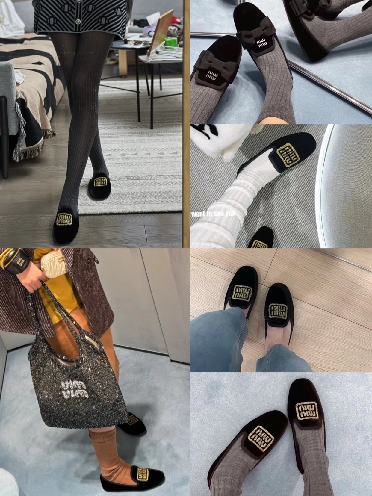 Miu Miu Logo-Embroidered Velvet Slippers Black - 5