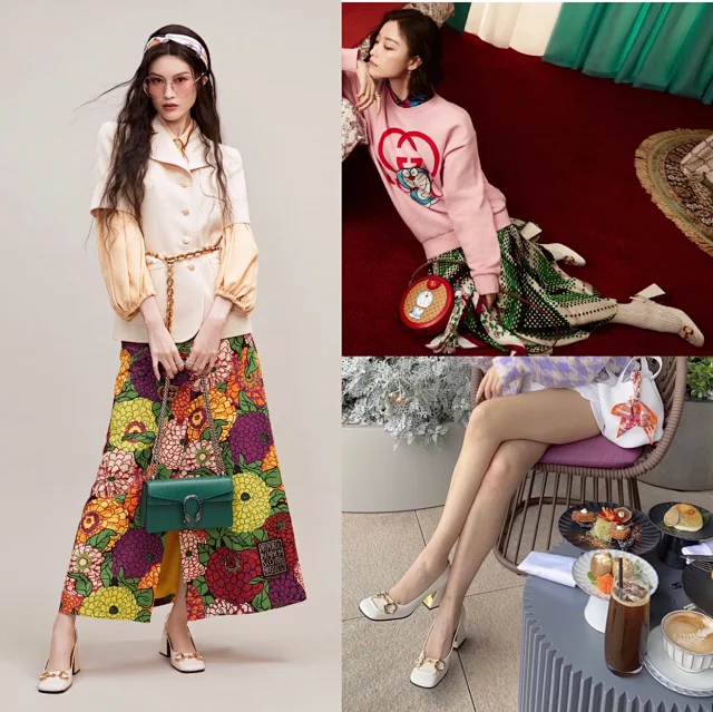 Gucci High Heels Horsebit square-toe block-heel pumps product detail image 6