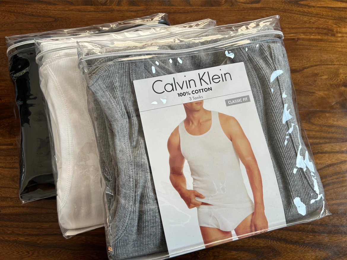 Three CK thread vests have arrived, one pack of three in the same color, seamless tube woven vest, M，L，XL， 3 codes