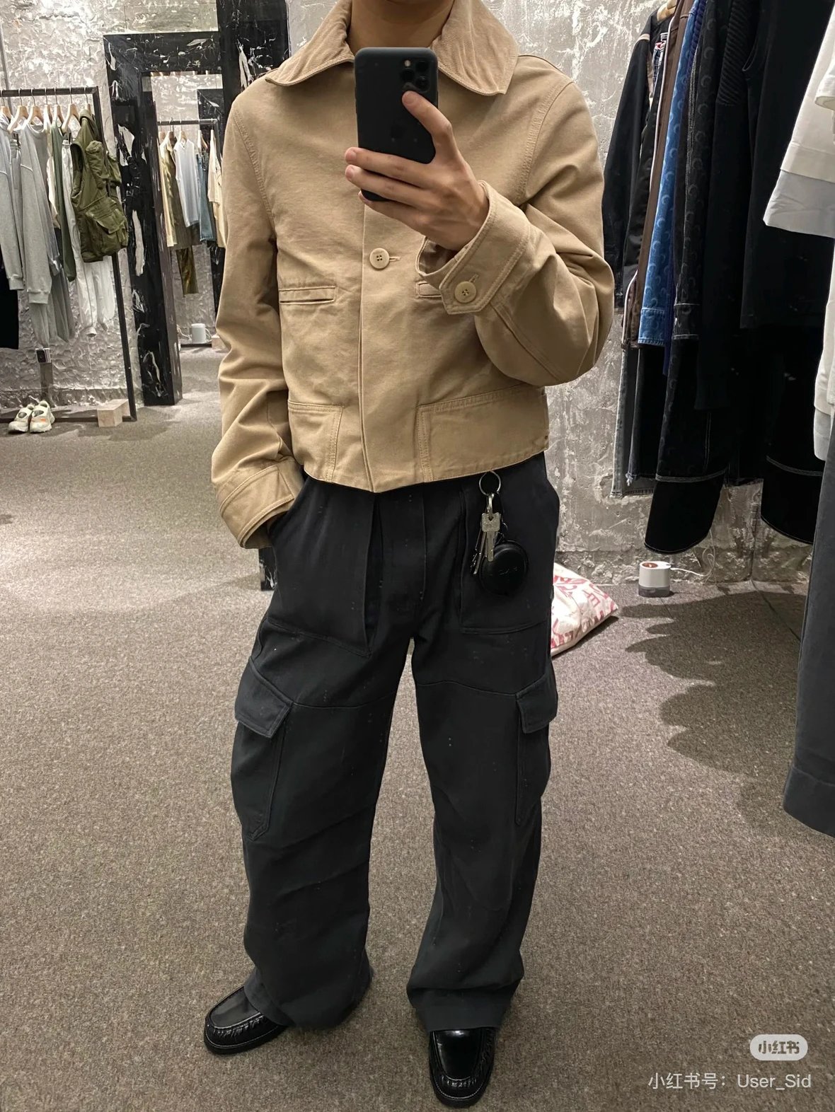 Restock AC Premium Washed Dark Green A-Line Straight Cut Loose Wide-Leg Washed Vintage Paratrooper Cargo Pants