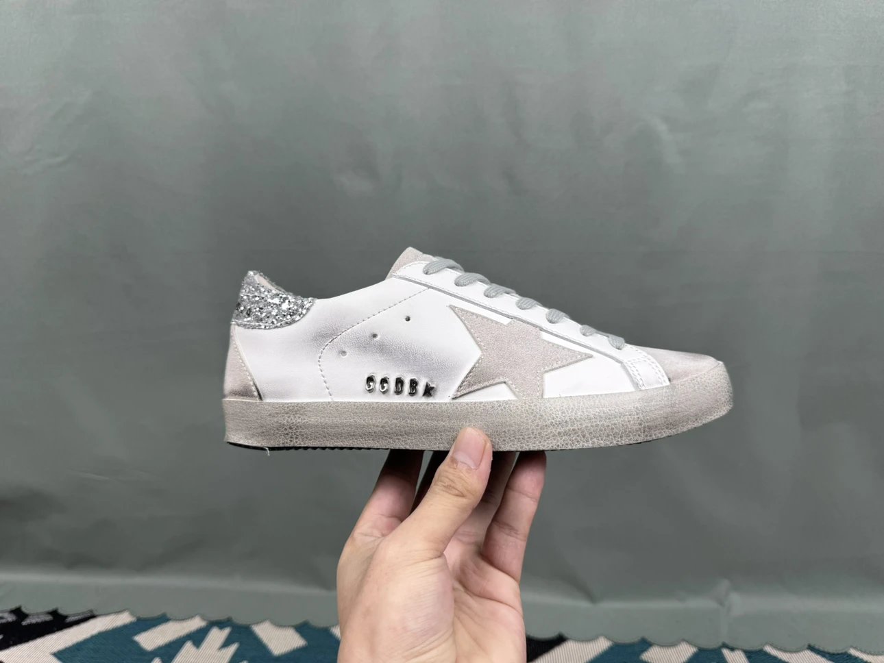 Golden Goose Deluxe Brand Golden Goose Superstar White Glitter Star Sneakers