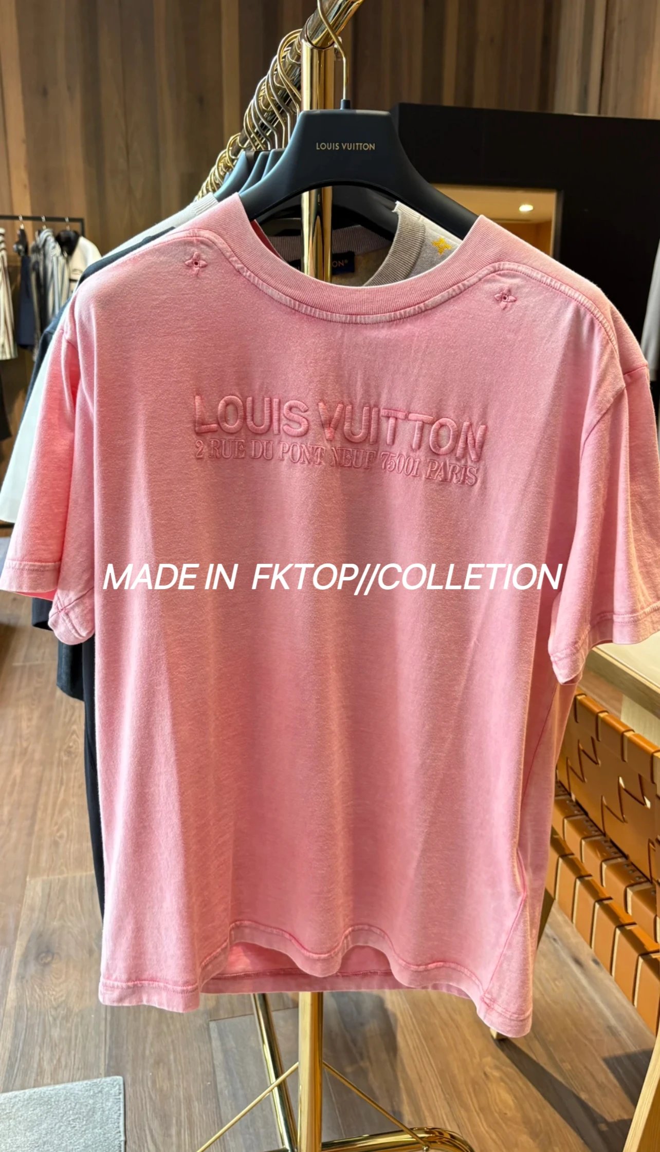 FKTOP 25SS Washed Pink Embroidered Crew Neck T-Shirt