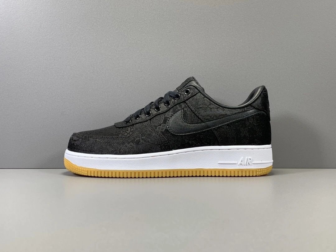 Nike Air Force 1 x Fragment x Clot AF1 冠希黑丝绸 滑板鞋 CZ3986-001