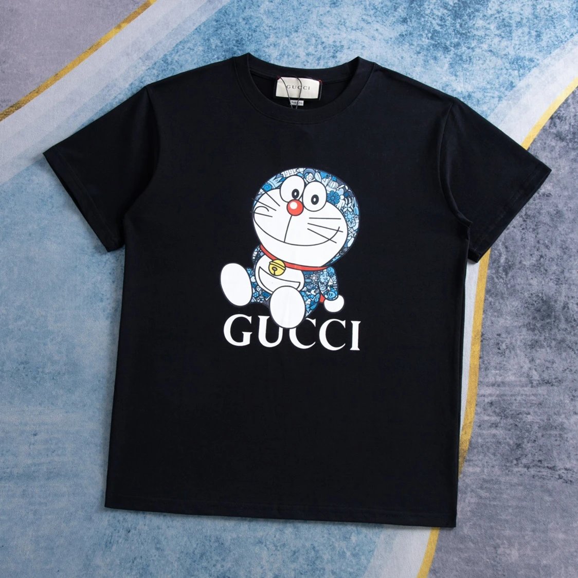 Gucci x Doraemon Limited Edition Early Spring New Arrival Classic Blue Doraemon Print Short-Sleeve T-Shirt