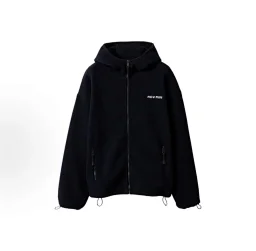 thumbnail for FW25 M系列摇粒绒抓绒连帽拉链刺绣抽绳卫衣 海军蓝