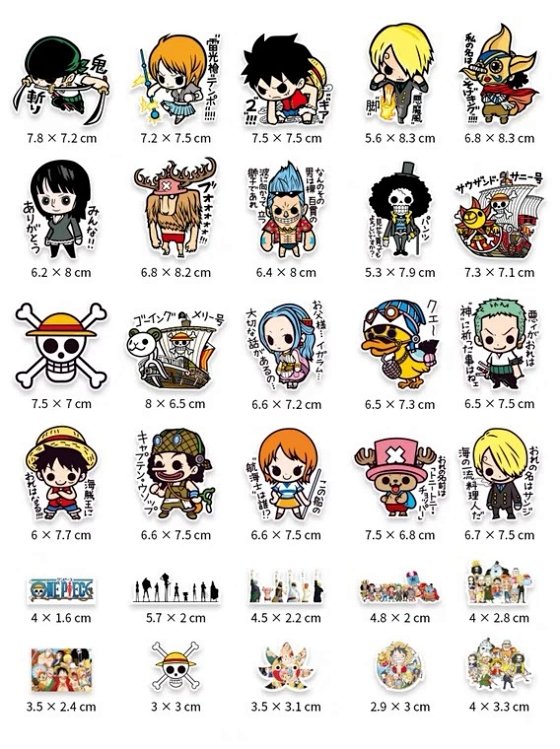 One Piece Luffy Anime Cartoon Laptop Sticker Luggage Suitcase Decal Waterproof Guitar Fridge Wall Helmet Car Sticker