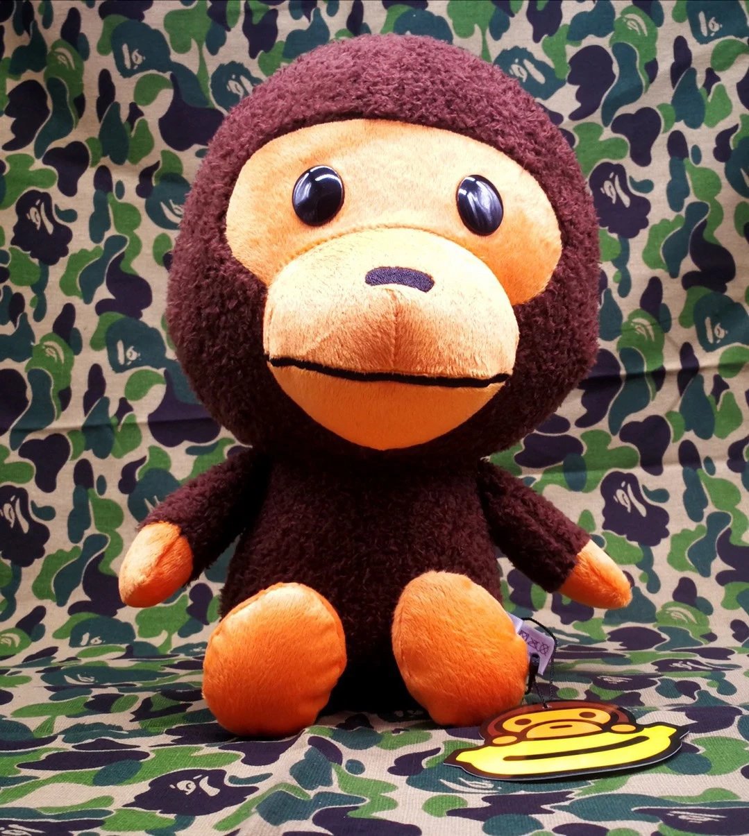 Large Baby Milo BAPE Monkey Plush Toy, Fashion Figure, Car Plush Toy, Total Length 32cm, Sitting Height 28cm