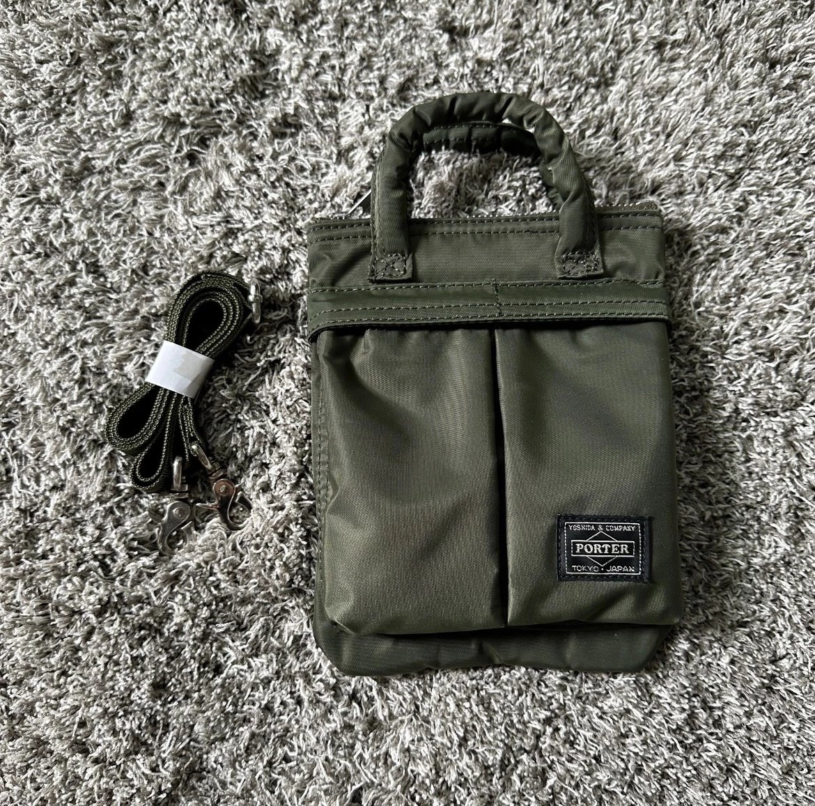 Japan Yoshida Porter Olive Green Mini Shoulder Crossbody Bag Coin Purse Phone Pouch Streetwear