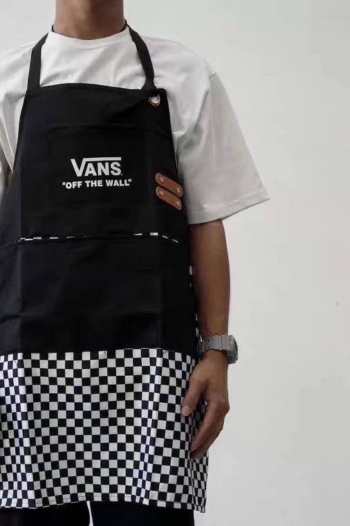 Trendy Artist VANS Black Checkerboard Studio Apron Vintage Work Apron for Art & Craft