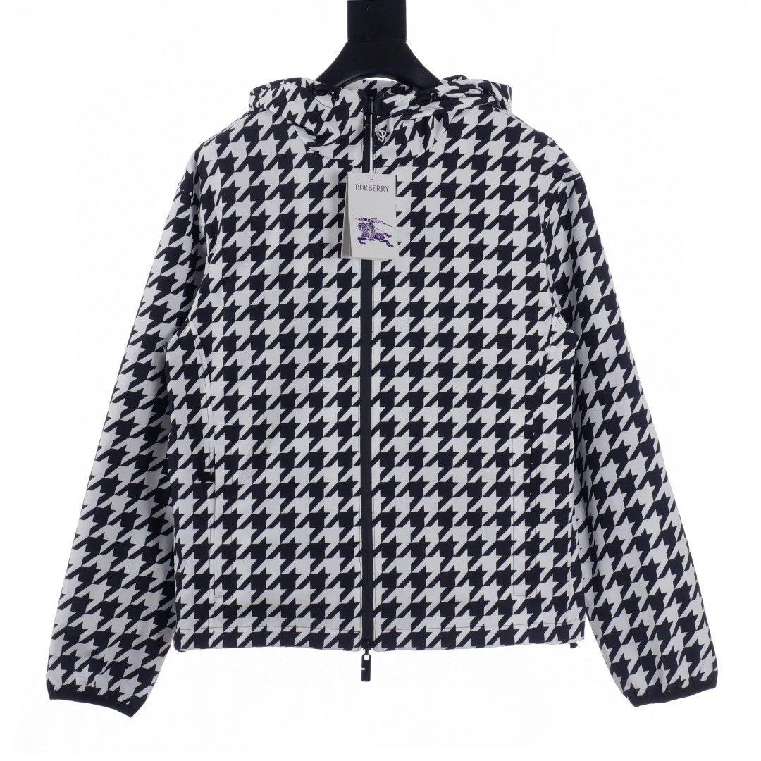 Baboli Houndstooth Horse Logo Nylon Jacket