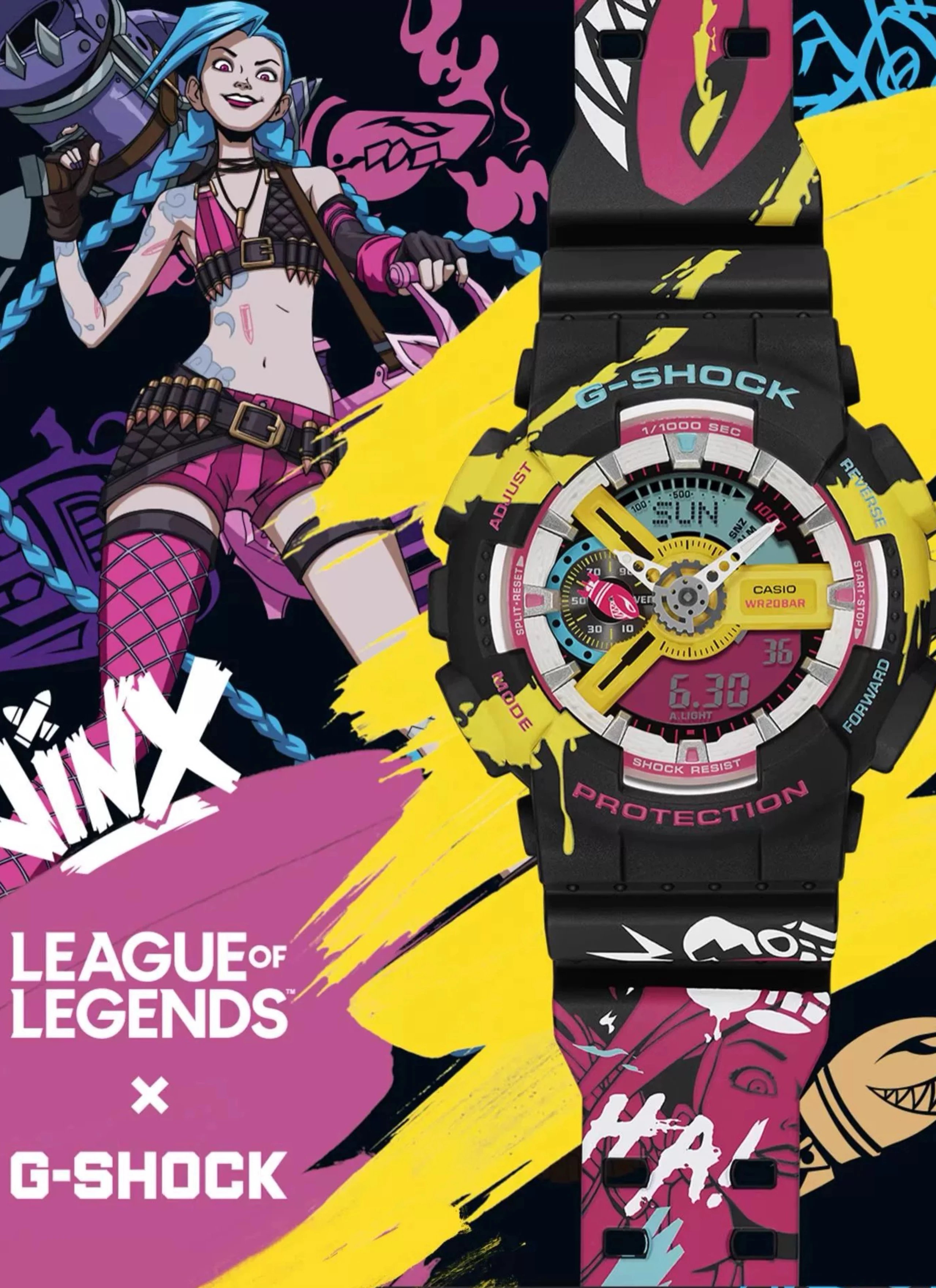 Casio League of Legends Jinx Theme LOL Co branded Casio G-SHOCKGA-110LL