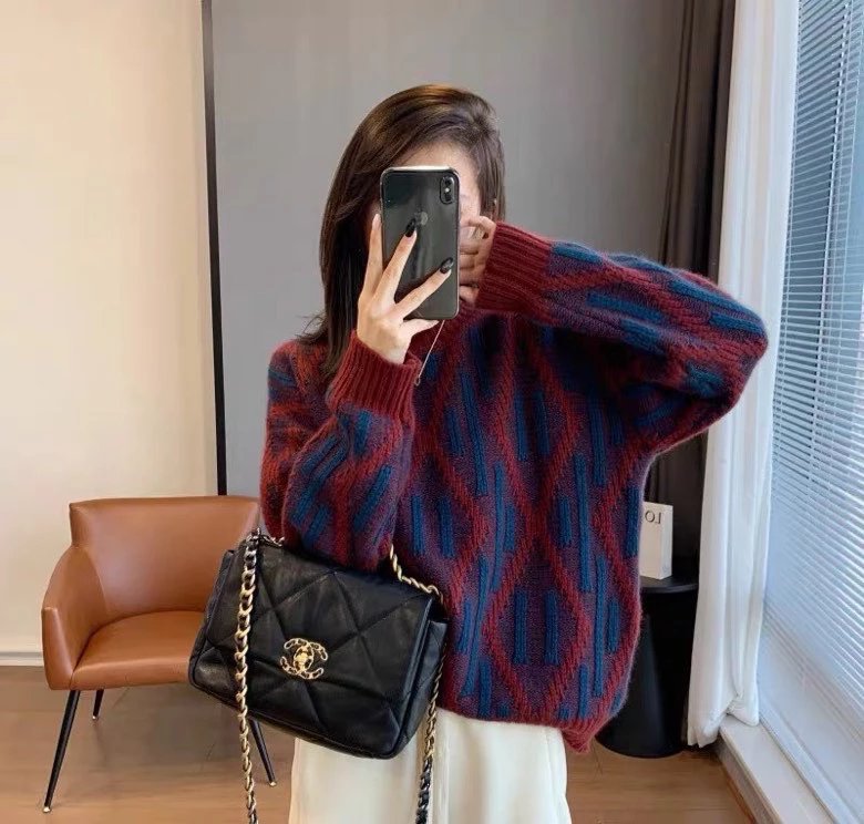 Diamond Quilted Wool Sweater