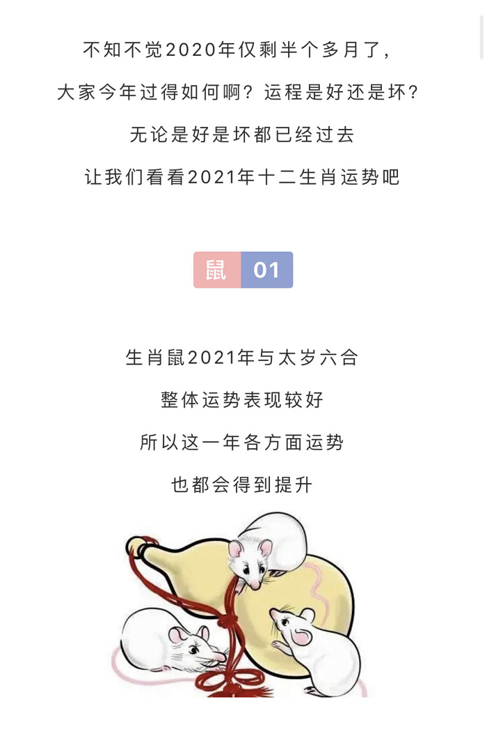 十二生肖21年运势及运程完整版