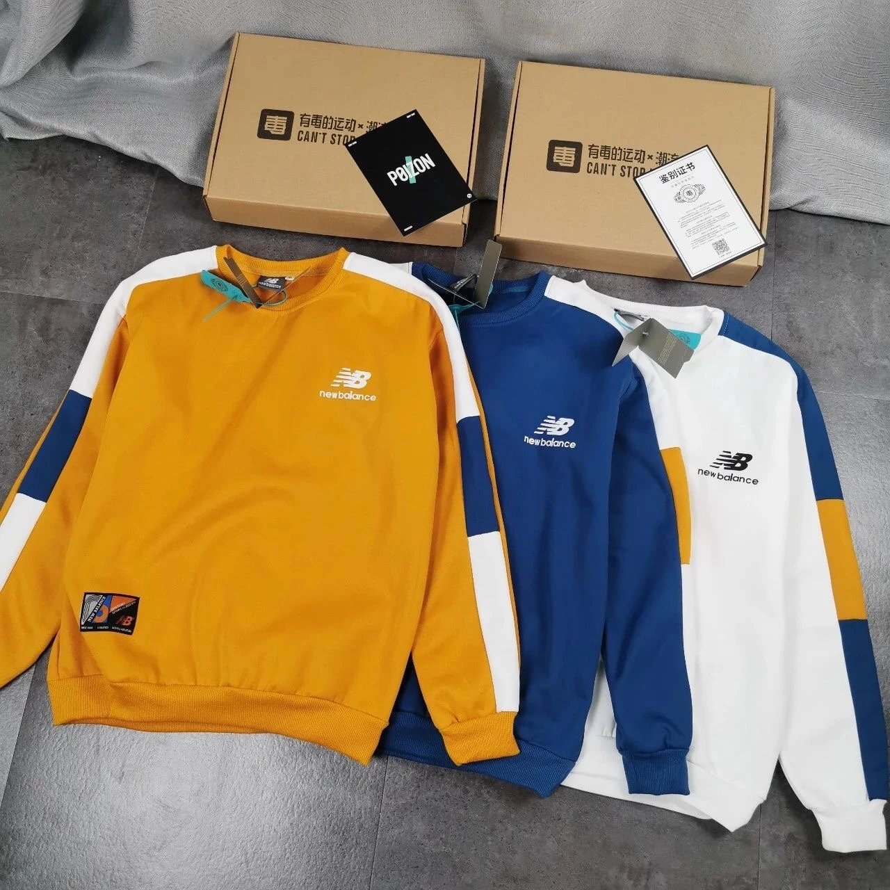 包邮新百伦New Balance潮牌秋冬加绒加厚韩版套头卫衣ins超火男女NB休闲宽松情侣款配毒盒圆领卫衣