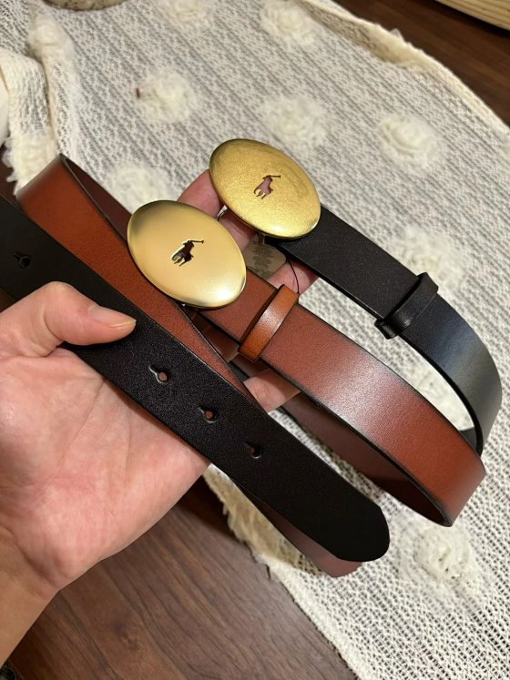 RL Polo ID Series, Women's Belt with Hollow Pure Copper Oval Buckle