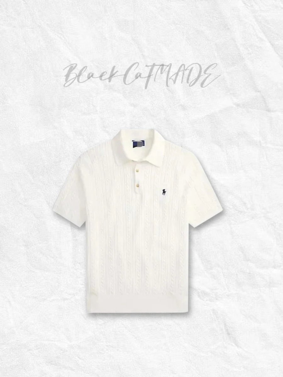 In Stock / Own Brand 26SS Small Horse Fine Knit Polo / Exquisite Textured Floral Pattern